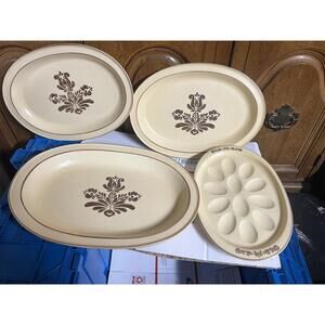 Pfaltzgraff Village 4-Piece Serving Platter Set with Deviled Egg Plate